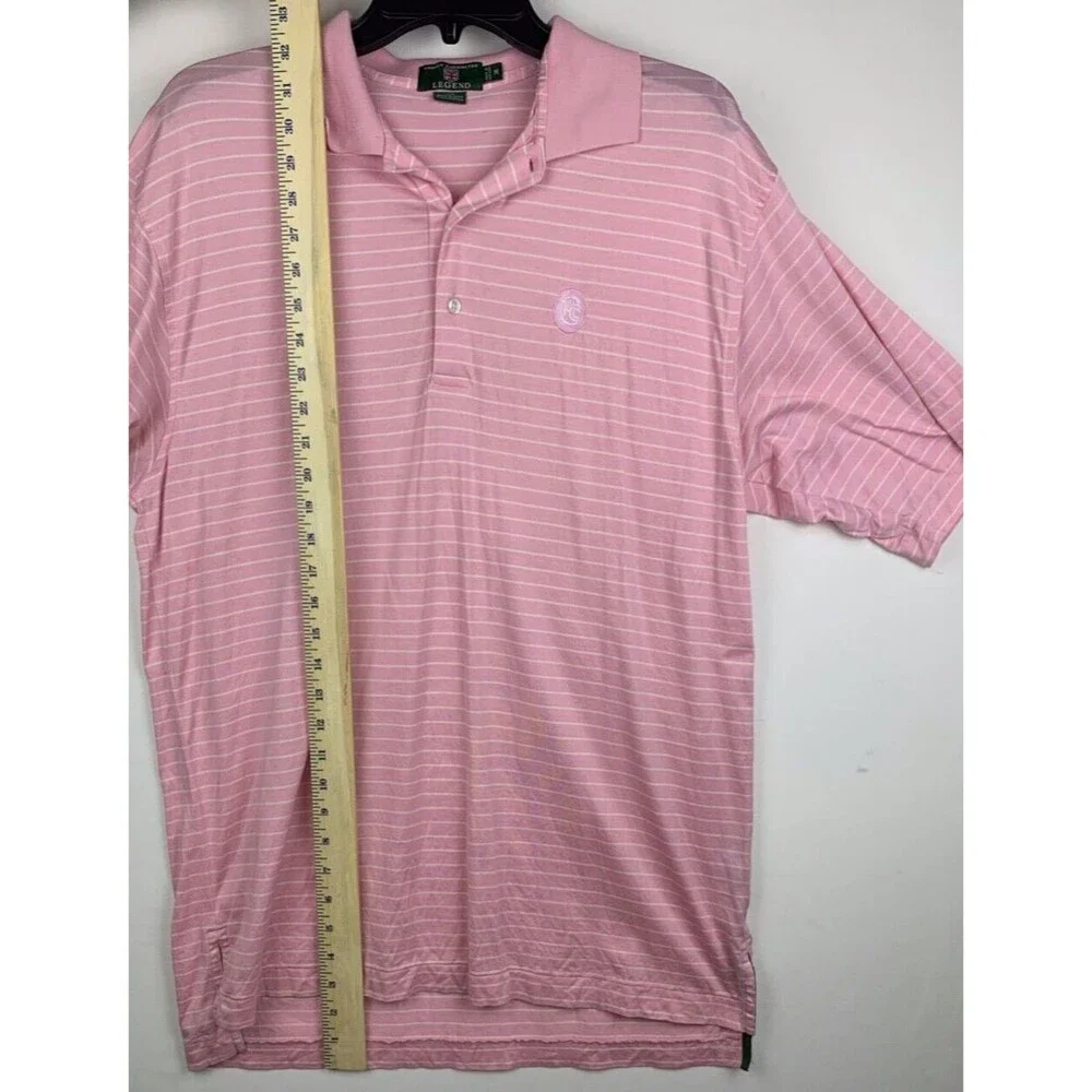 Ralph Lauren Shirt Mens Medium Pink Striped Polo 3 Button Golf Lightweight